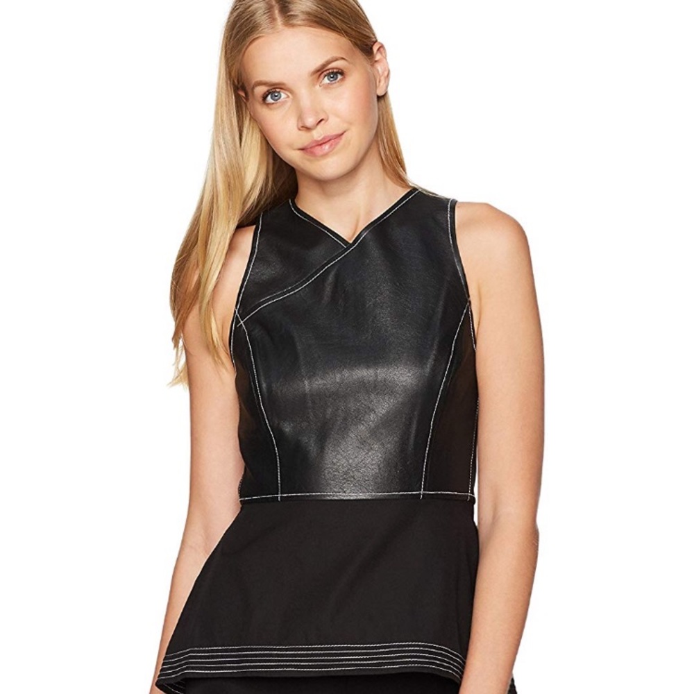 BCBG MAXAZRIA faux leather top